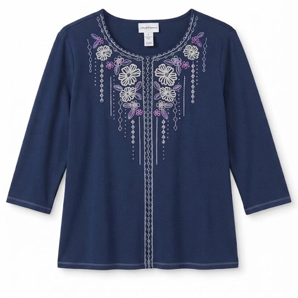 Alfred Dunner Wisteria Lane Center Floral Embroidered Top Plus Size XL - Picture 2 of 4